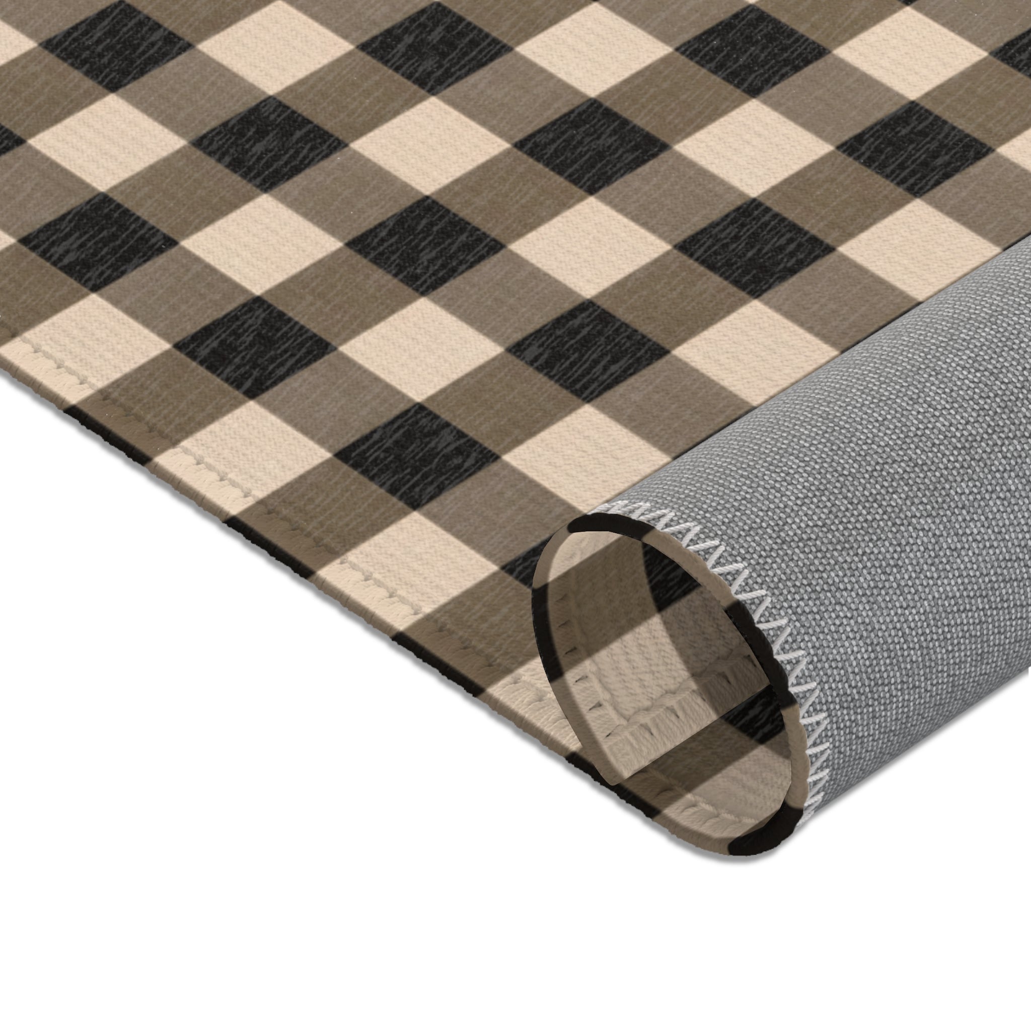 Black & Cream Gingham Layering Rug