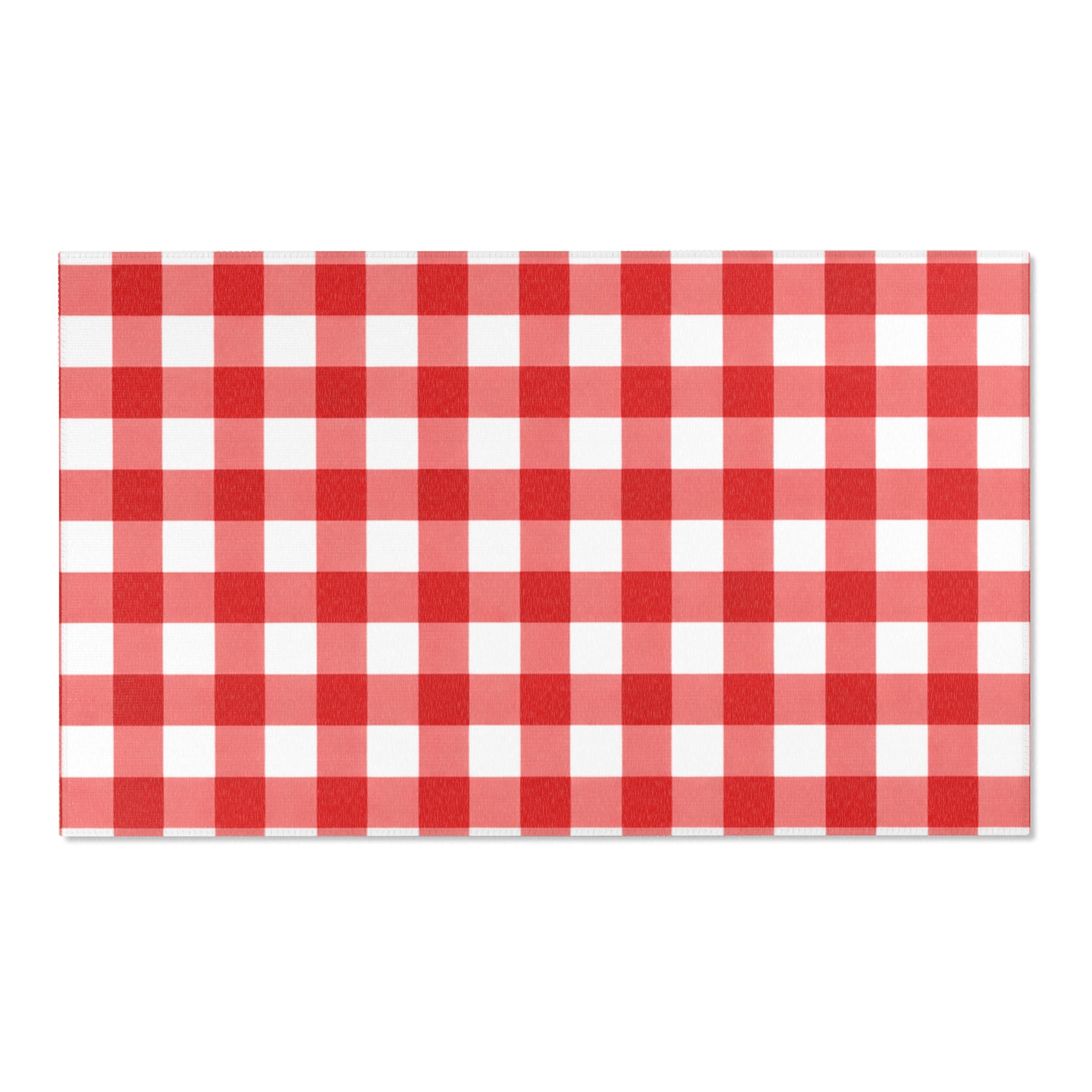 Red Gingham Layering Rug