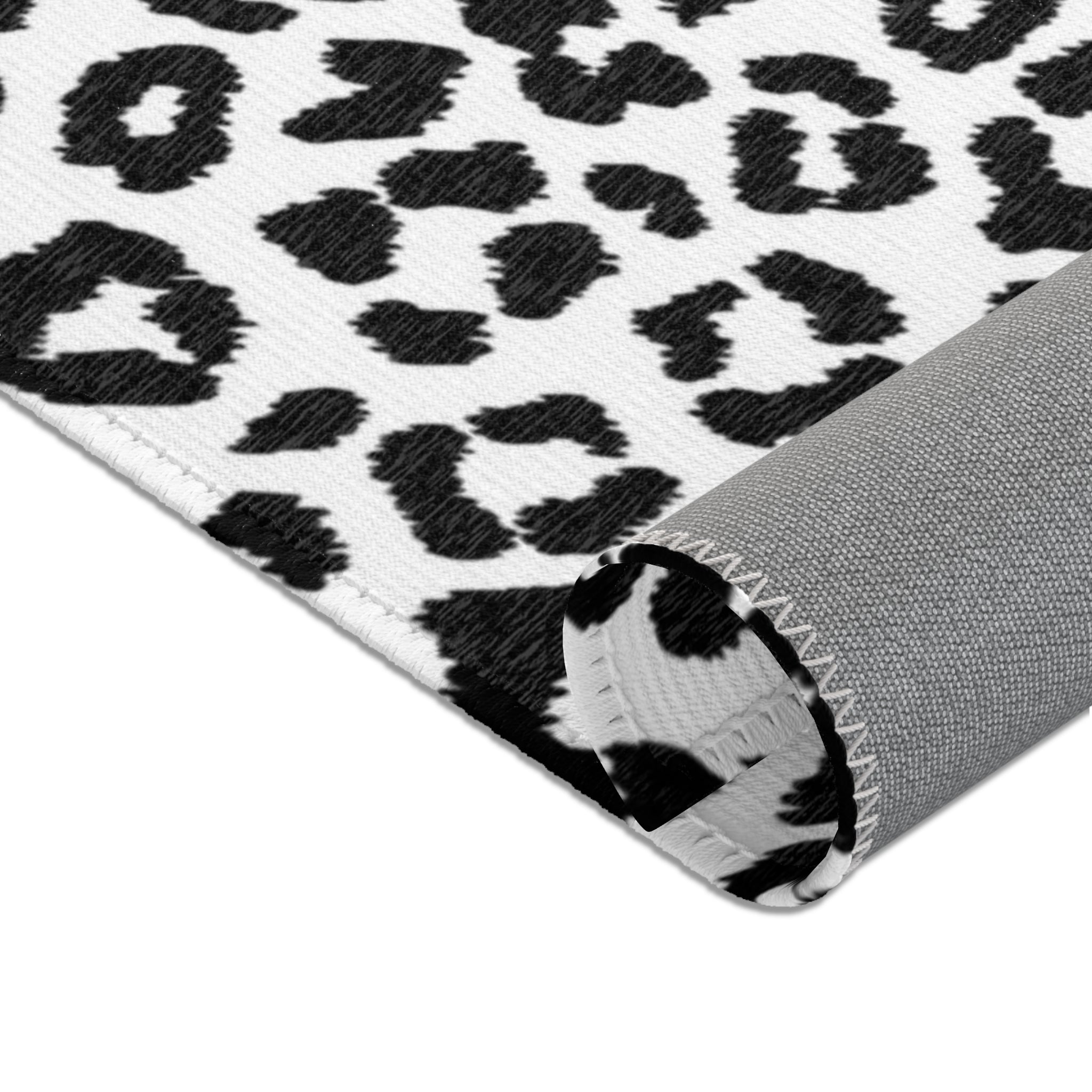 Black & White Cheetah Print Layering Rug