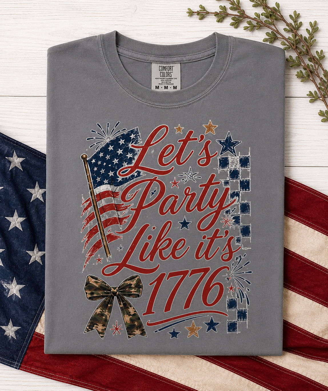 4th of July Shirt Women – Let's Party Like It's 1776 Patriotic Flag Tee