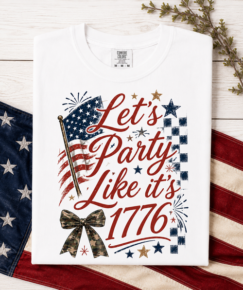 4th of July Shirt Women – Let's Party Like It's 1776 Patriotic Flag Tee