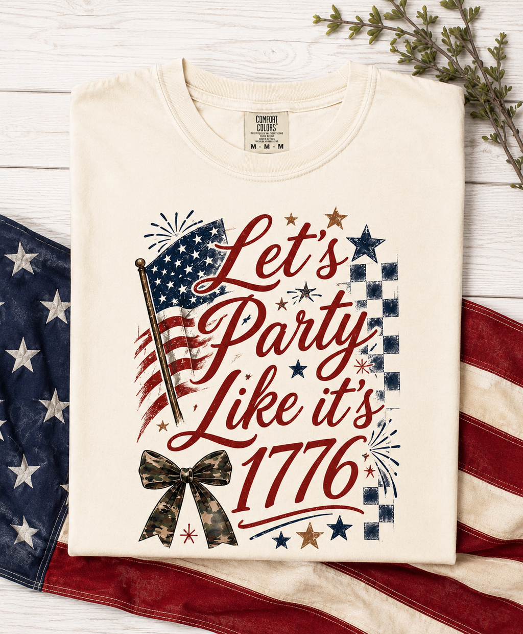 4th of July Shirt Women – Let's Party Like It's 1776 Patriotic Flag Tee