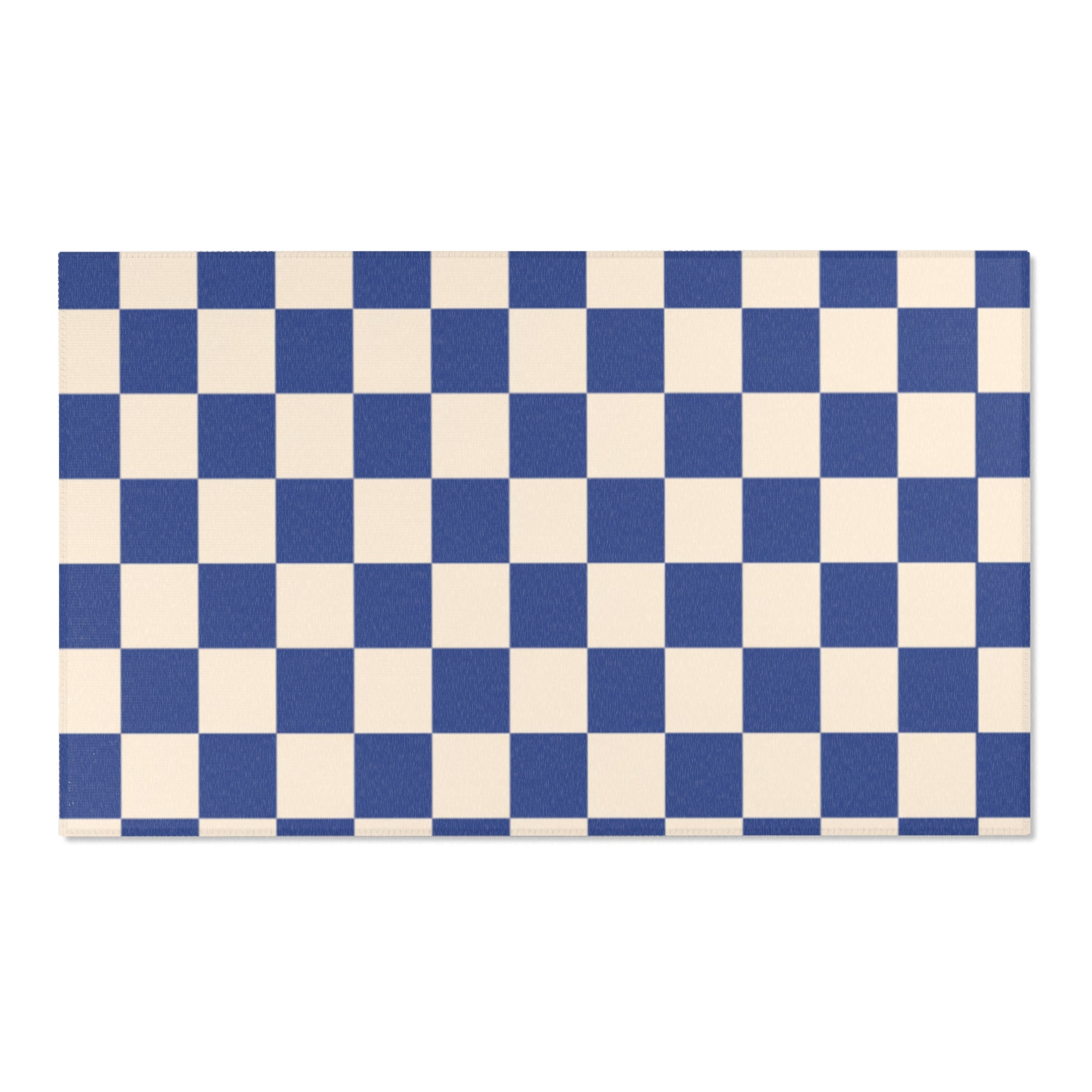 Blue and Ivory Checkered Layering Rug
