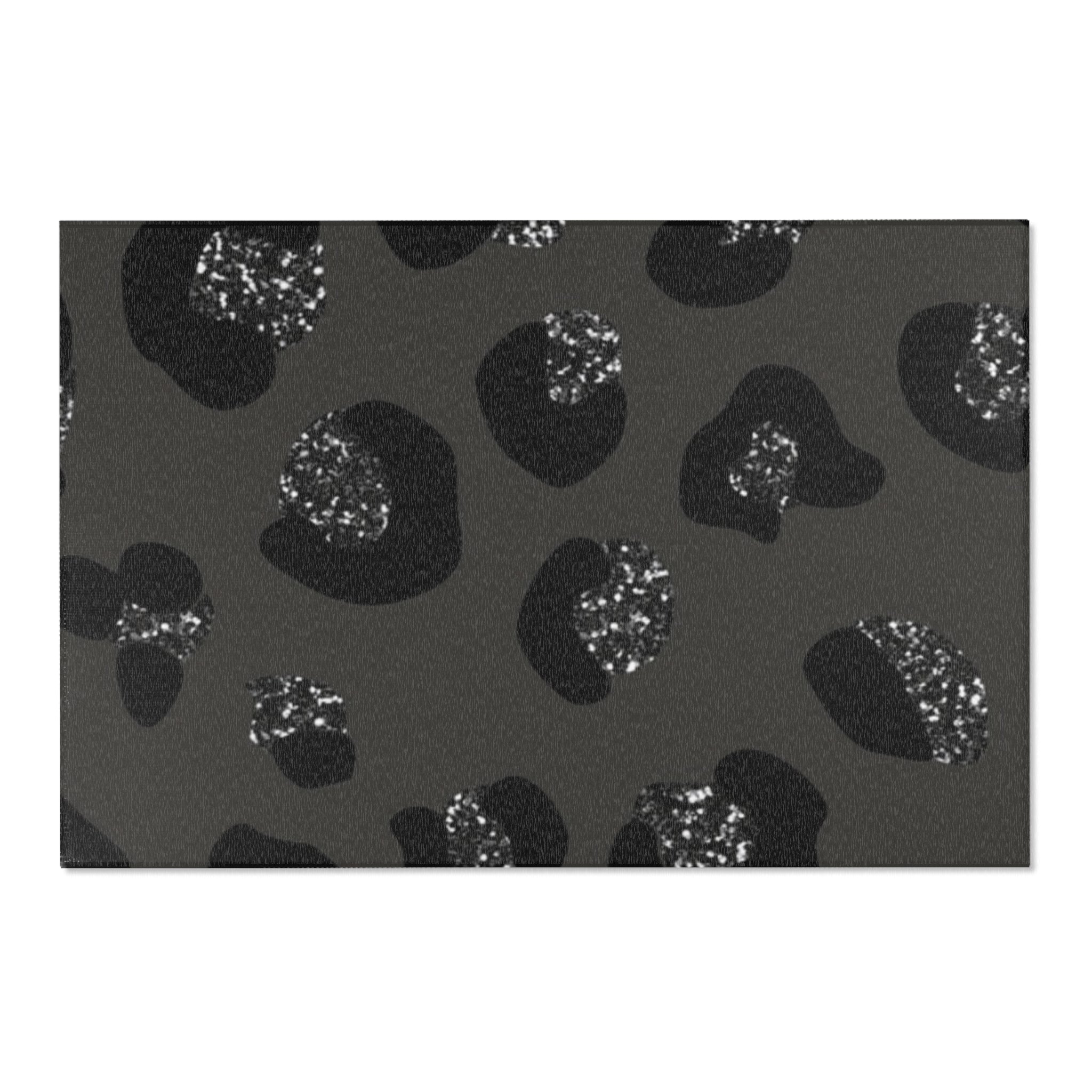 Black & Silver Cheetah Print Layering Rug