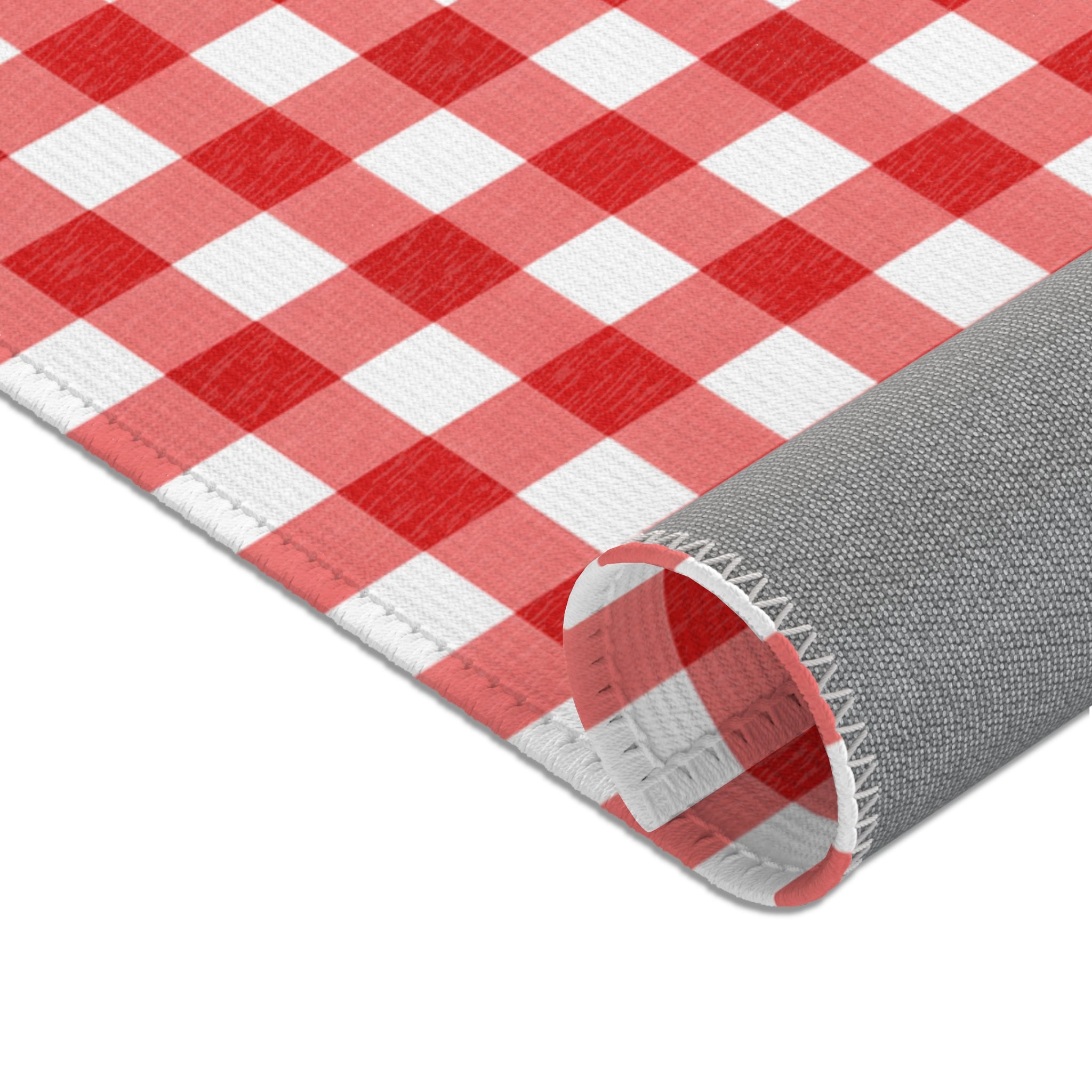 Red Gingham Layering Rug