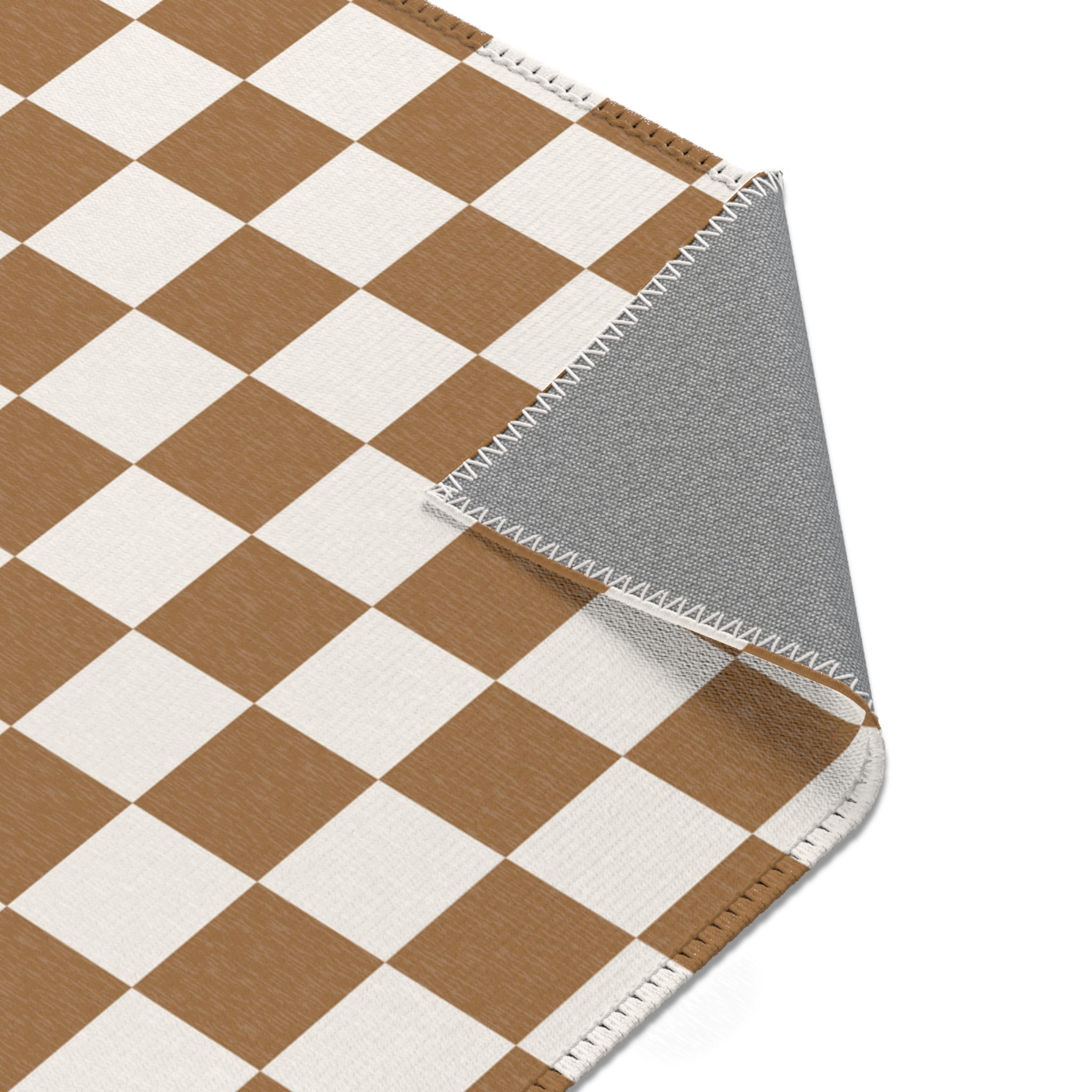 Brown Checkered Layering Rug