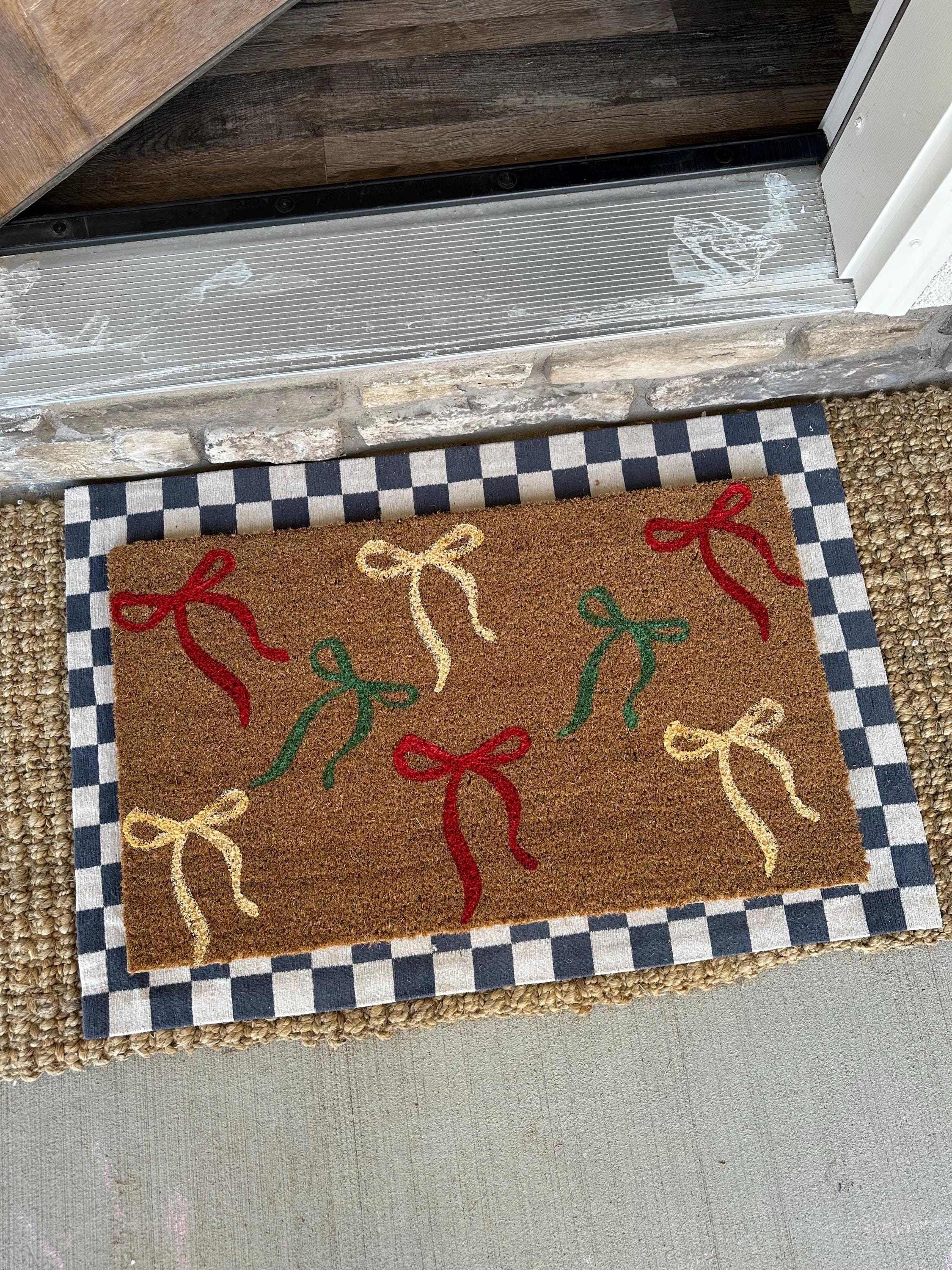 Christmas Bows Doormat | Holiday Porch Rug | Coquette Bows | Custom Doormat | 18X30 Coir Rug
