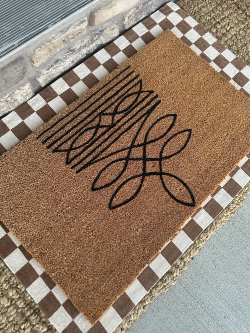 Boot Stitch Coir Doormat: Western Porch Decor (18” x 30”)