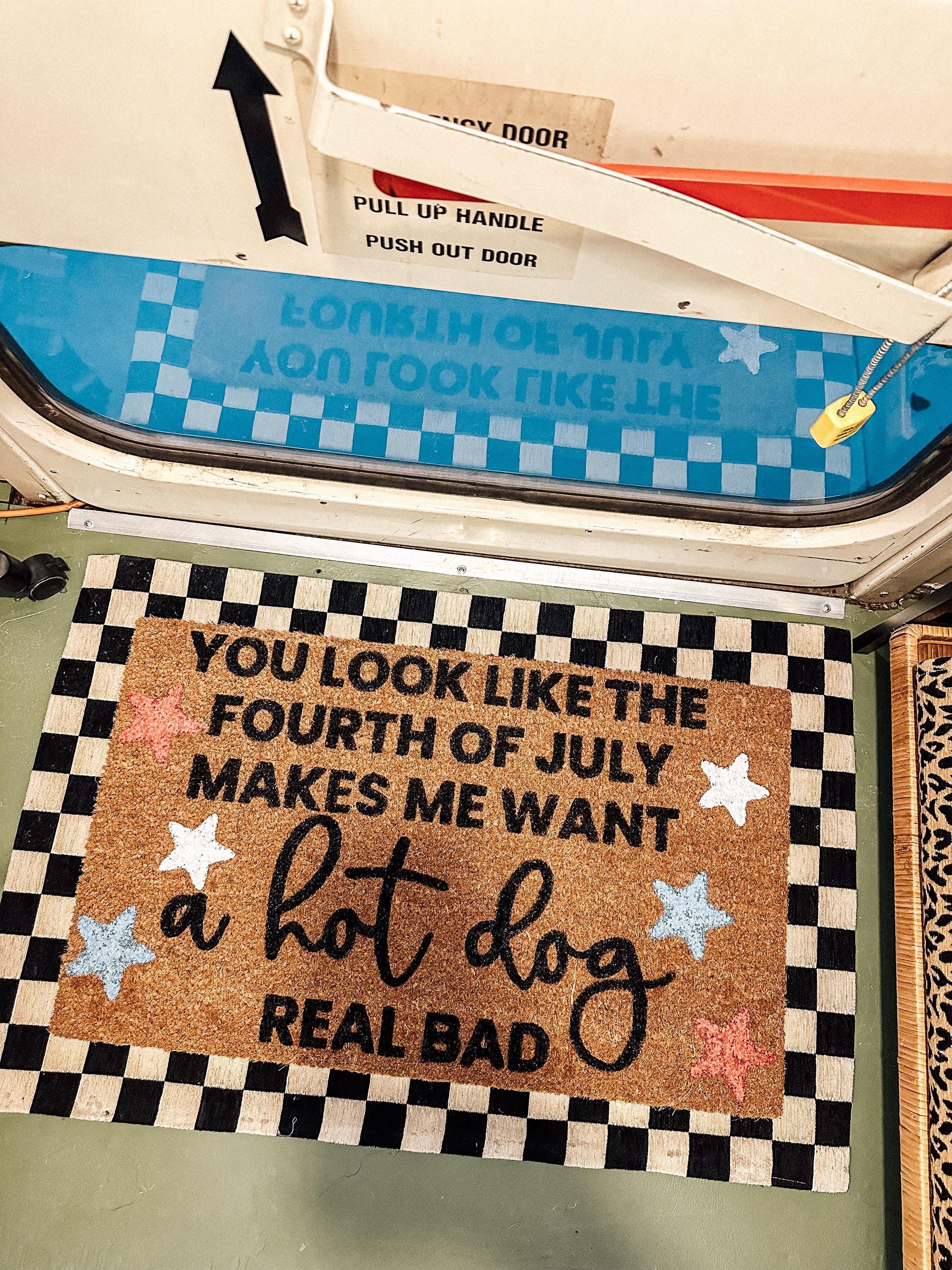 You Look Like A Hot Dog Doormat | 4th of July Doormat | Custom Doormat | 18X30 Coir Rug