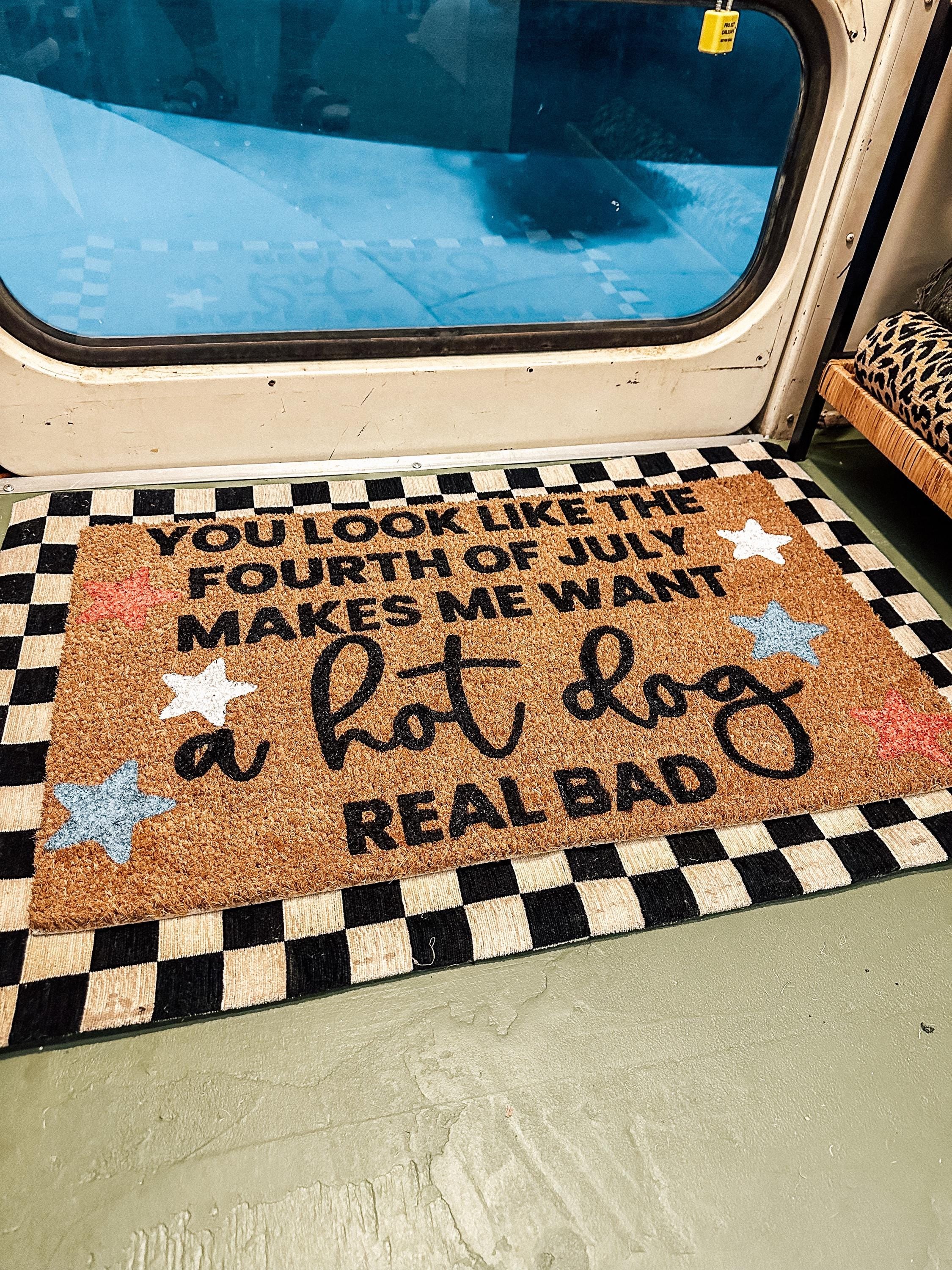 You Look Like A Hot Dog Doormat | 4th of July Doormat | Custom Doormat | 18X30 Coir Rug