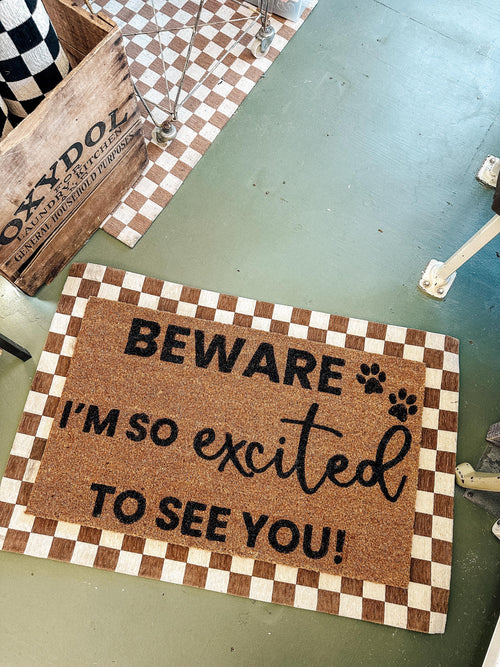 Beware of Dog Doormat | Custom Doormat | Coir 18X30 Rug