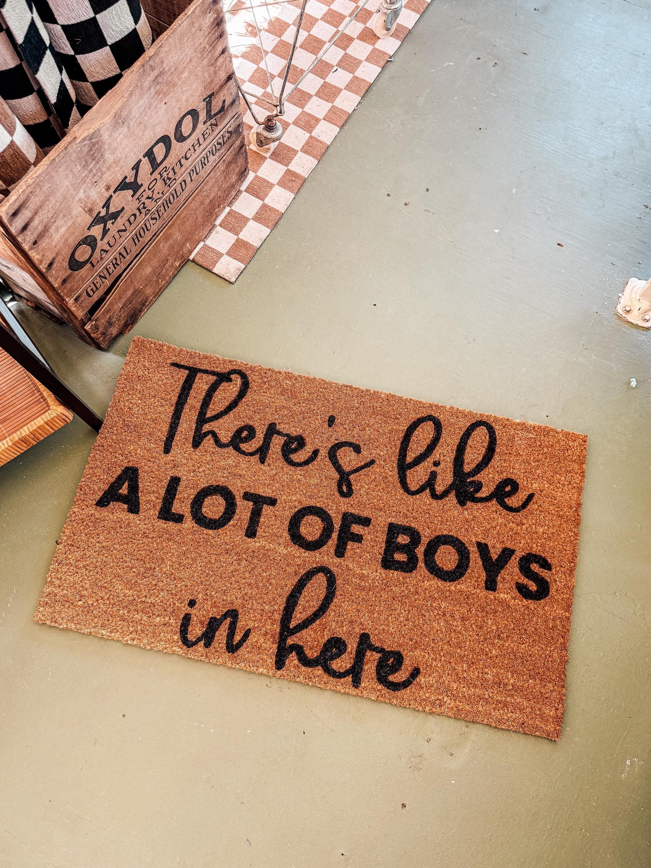 There's Like A Lot of Boys In Here Doormat| Boy mama | Funny Entryway Rug