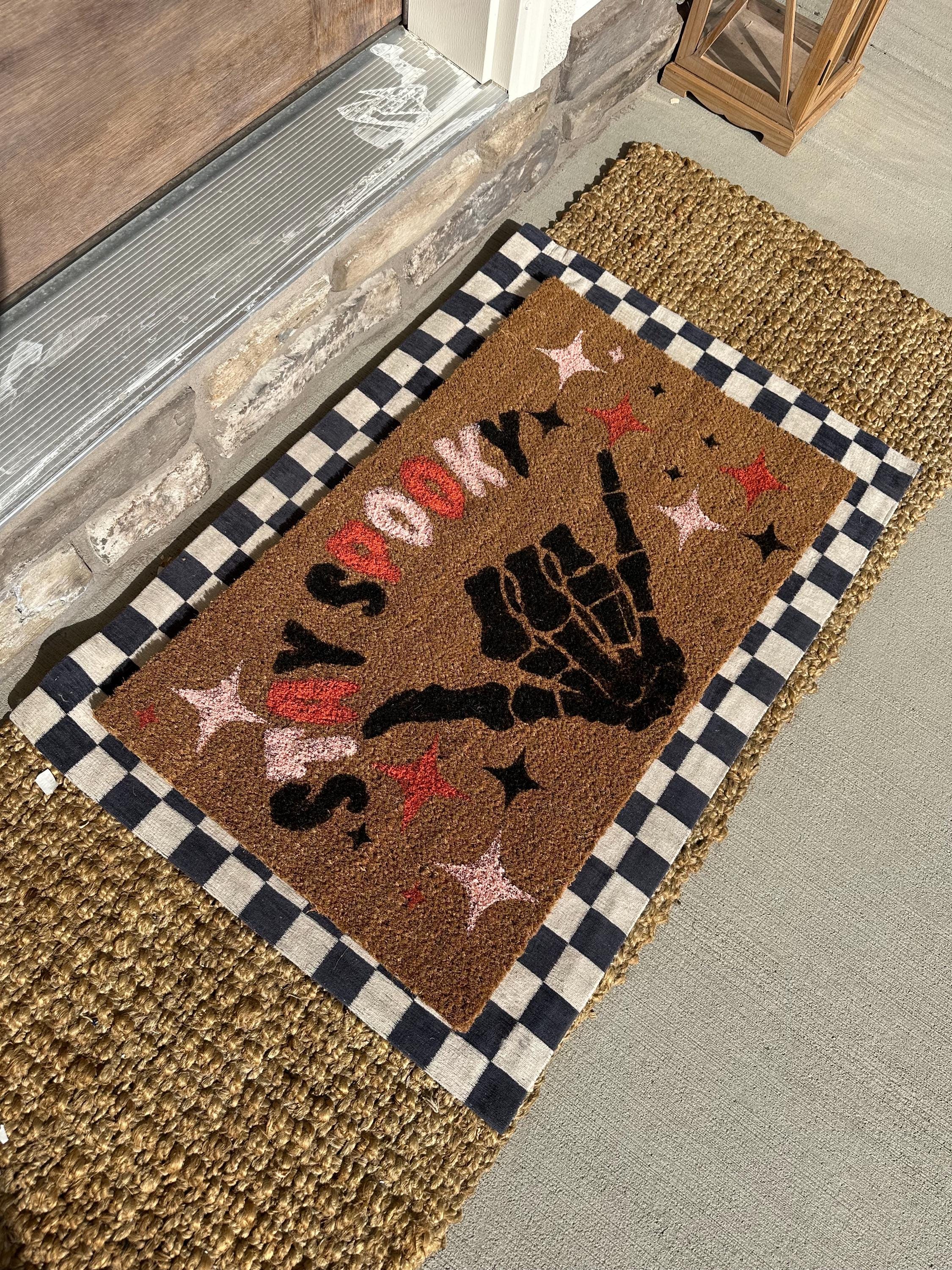 Stay Spooky Doormat| Halloween Porch Decor| Welcome Mat for Fall Porch| Skeleton Decor