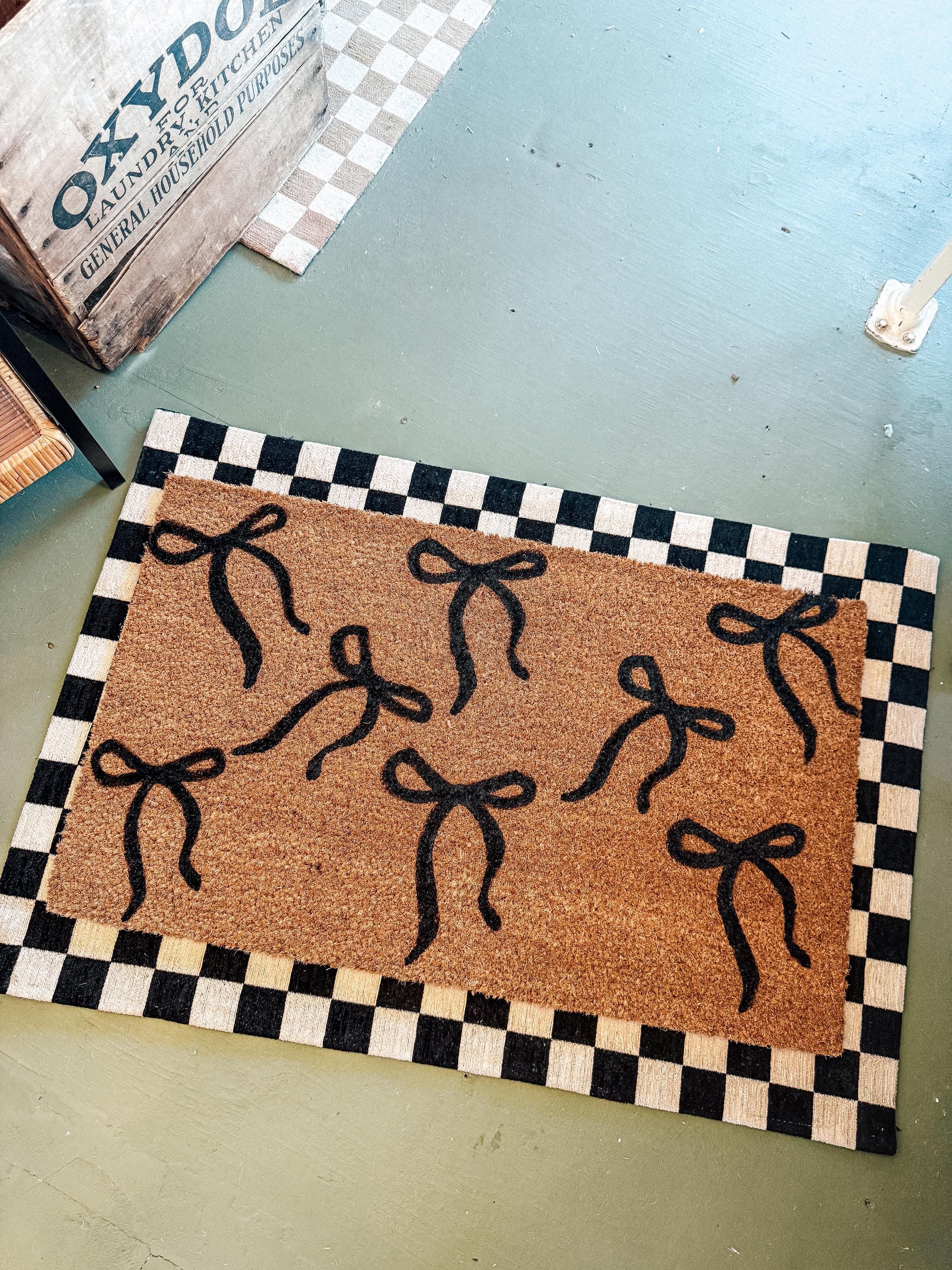 Black Coquette Bows Doormat | Cute Charming Rug | Housewarming Gift | Best Friend Gift | New House Gift | Realtor gift | New Apartment