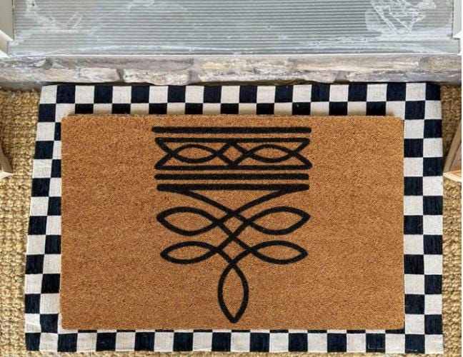 Boot Stitch Coir Doormat: Western Porch Decor (18” x 30”)