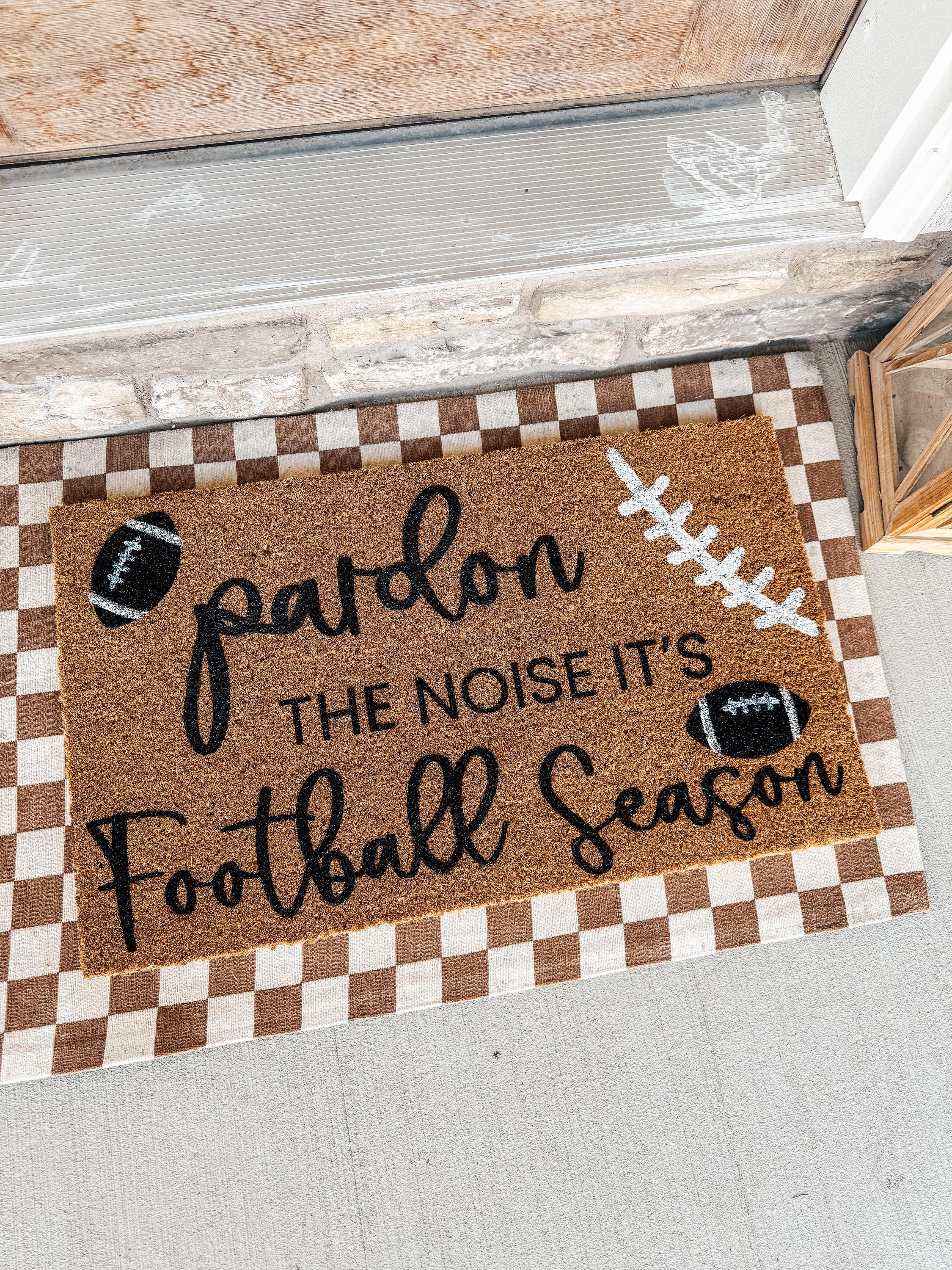 Pardon The Noise It’s Football Season Doormat | Welcome Mat for Football Season | Coir Outdoor Rug | Funny Front Door Mat