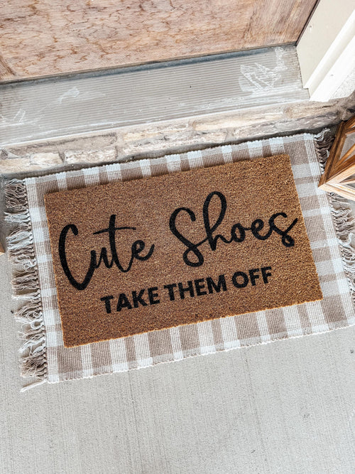 Cute Shoes Take Them Off Doormat | Shoes Off Mat | New House Doormat | Custom Doormat 18x30