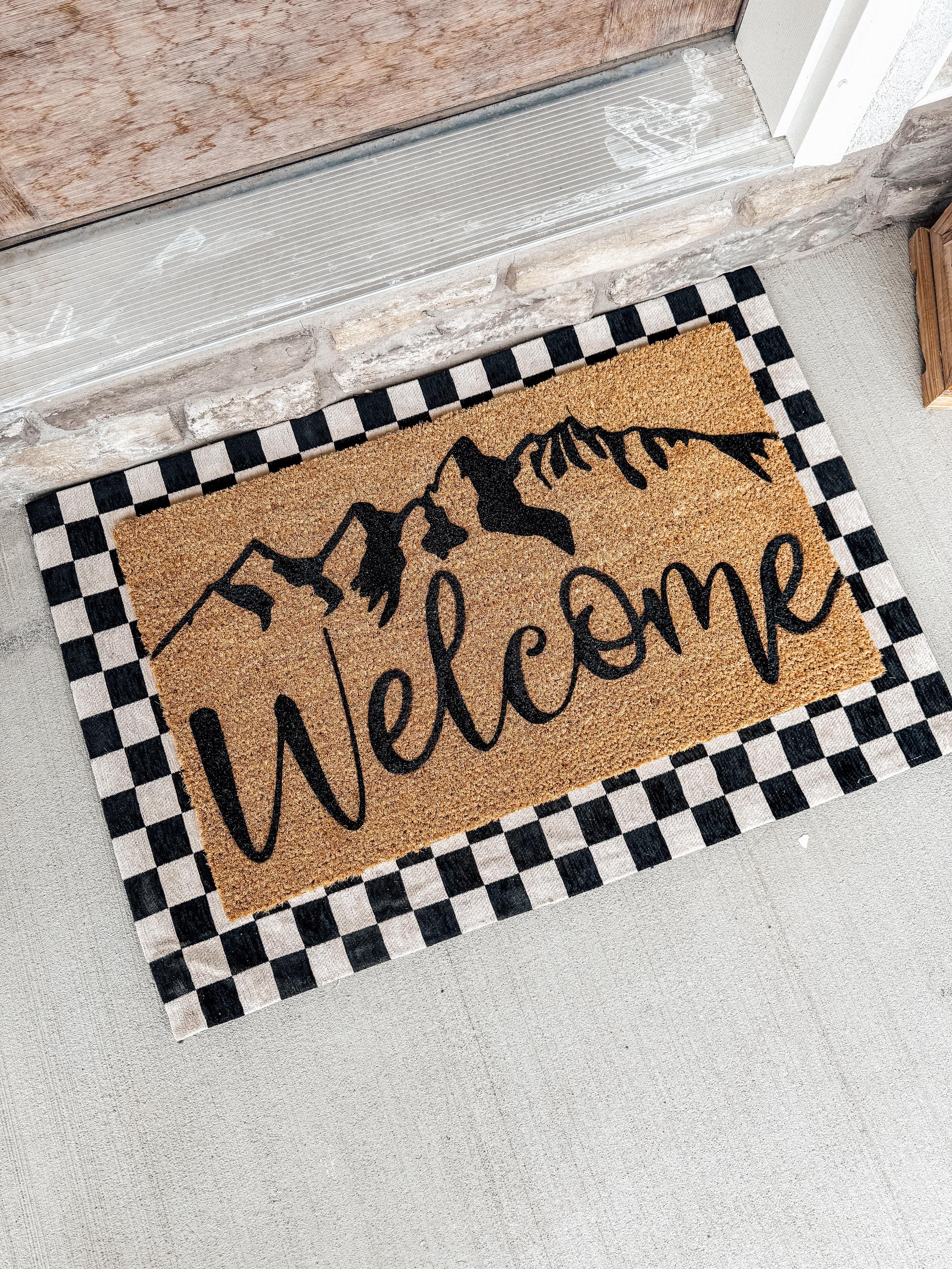 Welcome Grand Tetons Doormat | Hand Painted Coir Doormat | Porch Decor