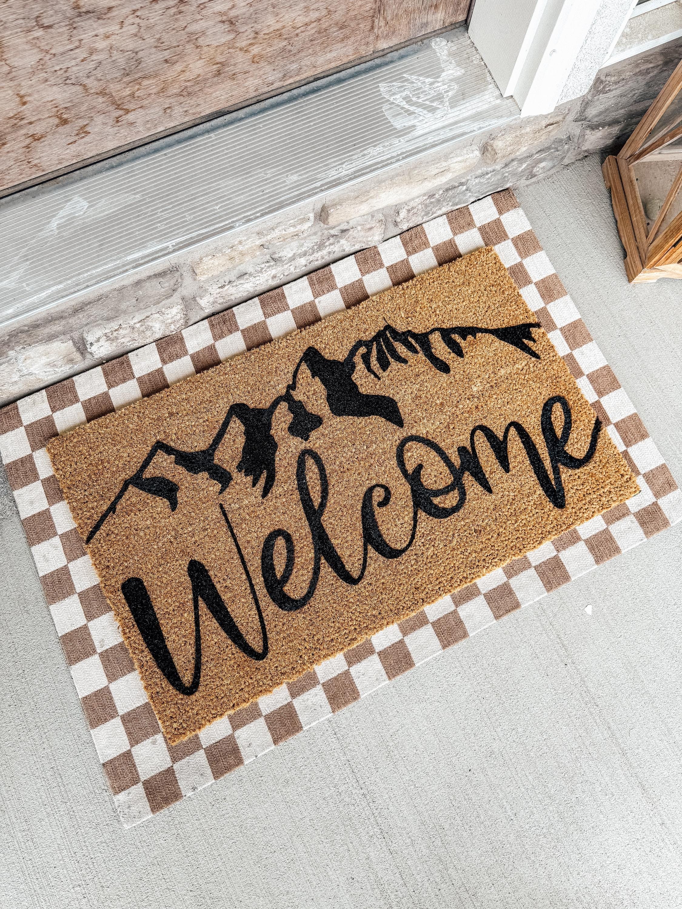 Welcome Grand Tetons Doormat | Hand Painted Coir Doormat | Porch Decor