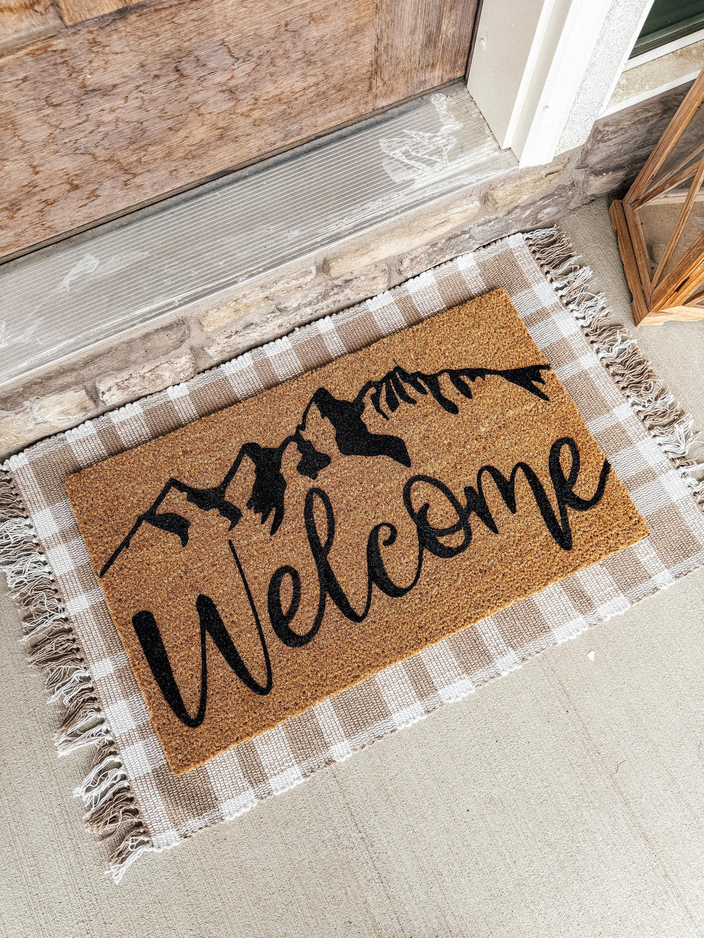 Welcome Grand Tetons Doormat | Hand Painted Coir Doormat | Porch Decor