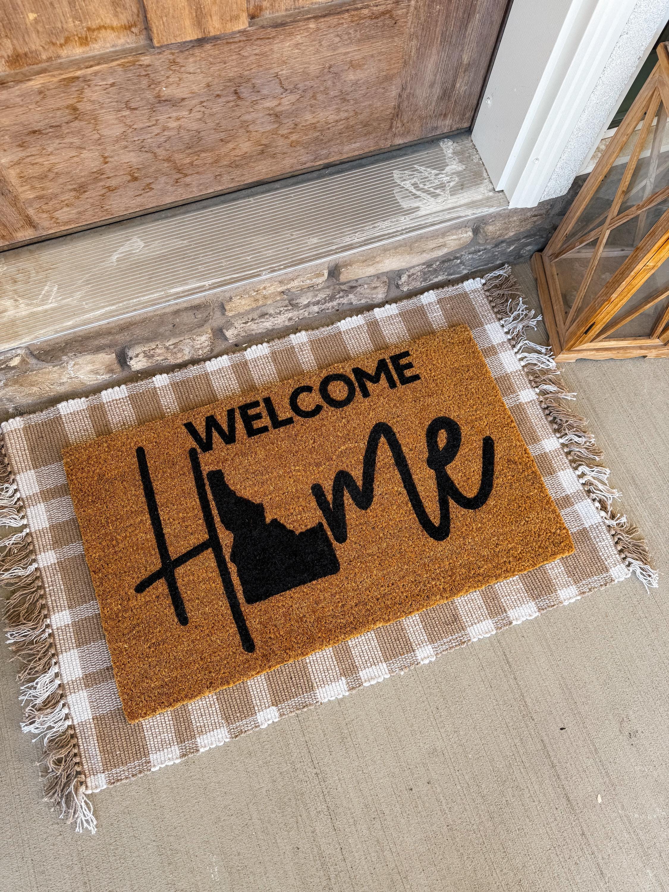 Home Welcome Mat, Idaho Doormat, Hand painted coir doormat, Custom State Doormat