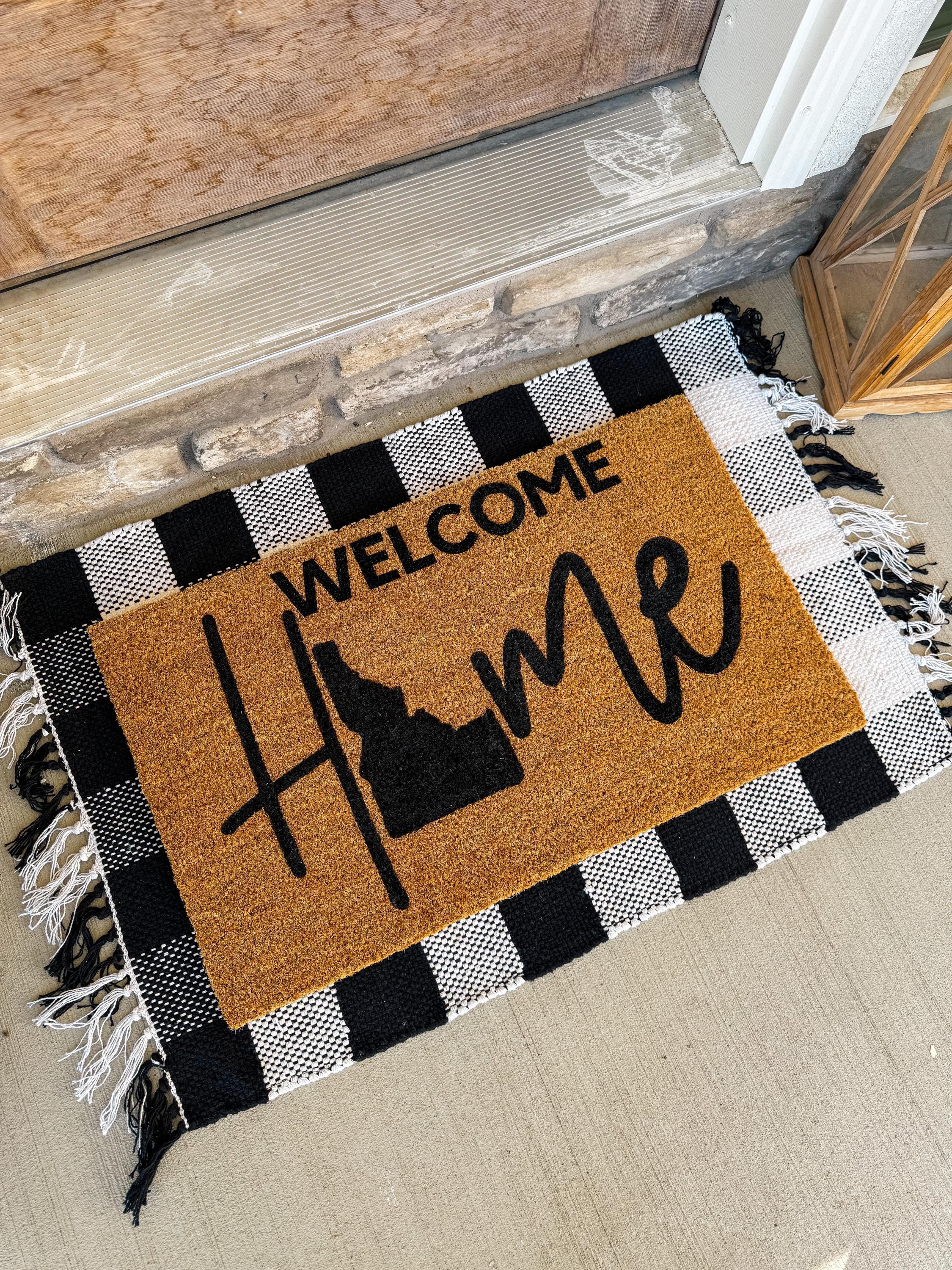 Home Welcome Mat, Idaho Doormat, Hand painted coir doormat, Custom State Doormat