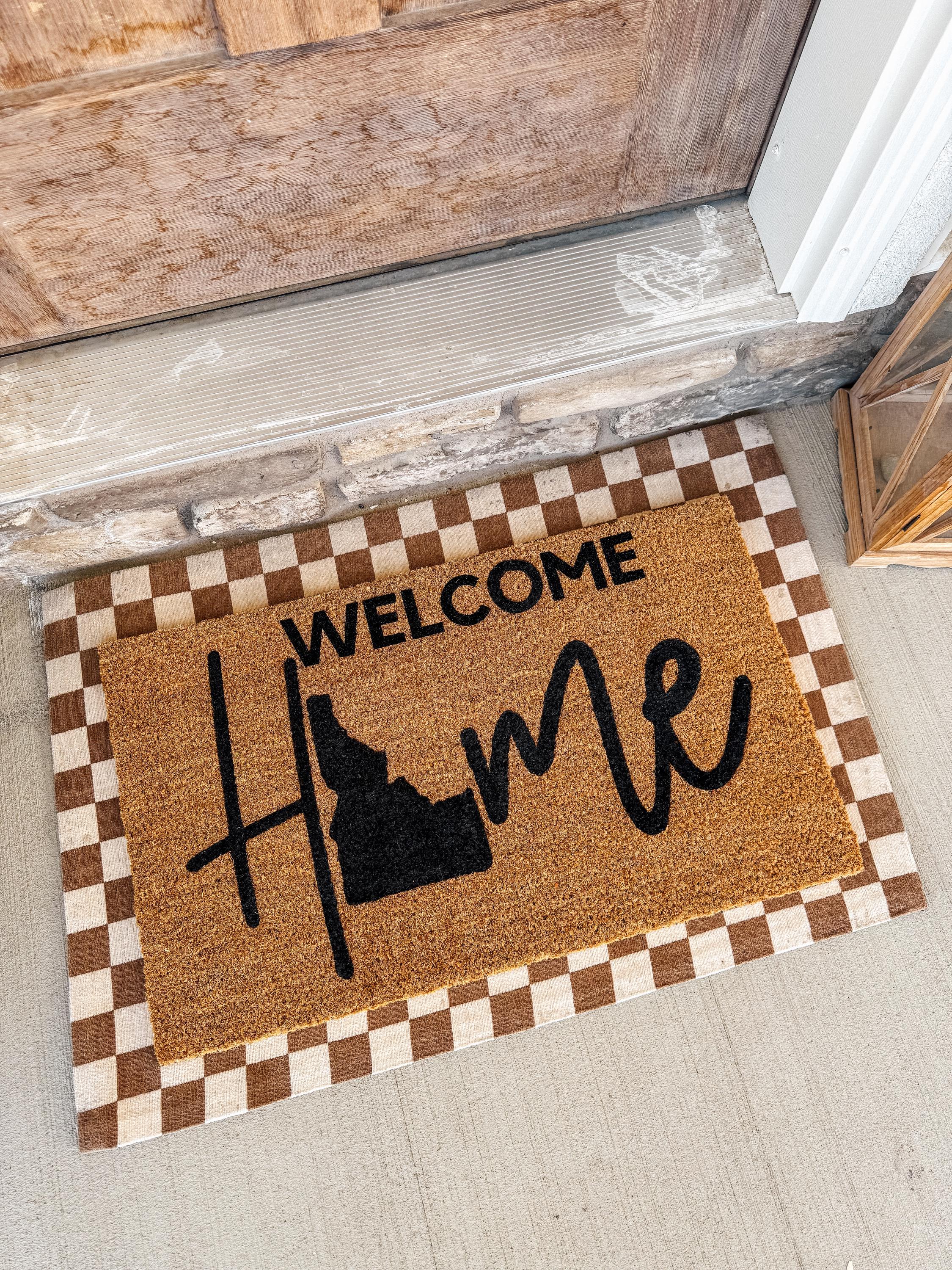 Home Welcome Mat, Idaho Doormat, Hand painted coir doormat, Custom State Doormat