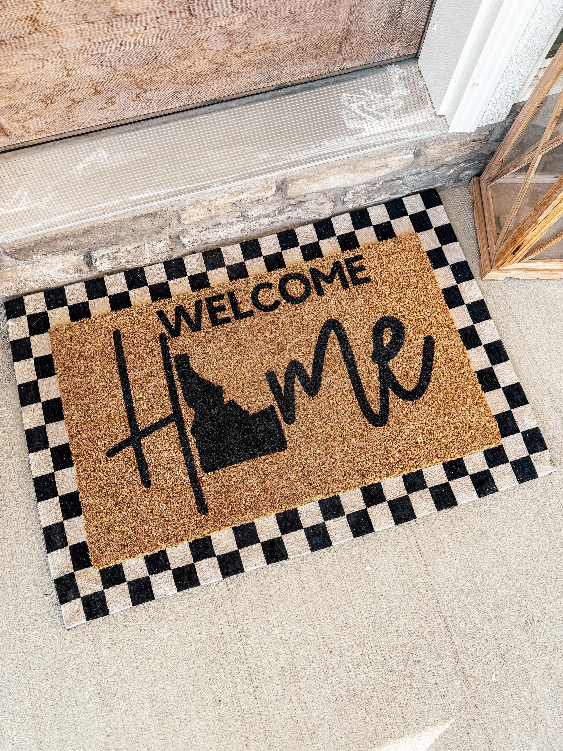 Home Welcome Mat, Idaho Doormat, Hand painted coir doormat, Custom State Doormat