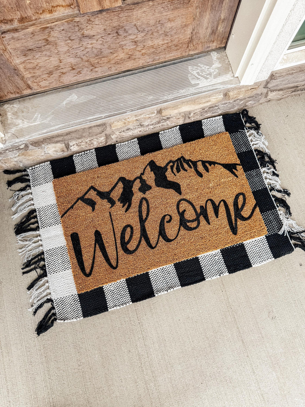 Welcome Grand Tetons Doormat | Hand Painted Coir Doormat | Porch Decor