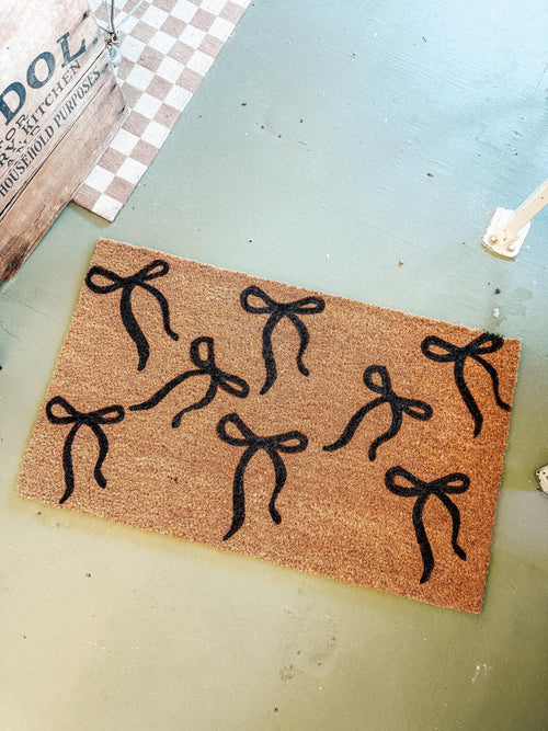 Black Coquette Bows Doormat | Cute Charming Rug | Housewarming Gift | Best Friend Gift | New House Gift | Realtor gift | New Apartment