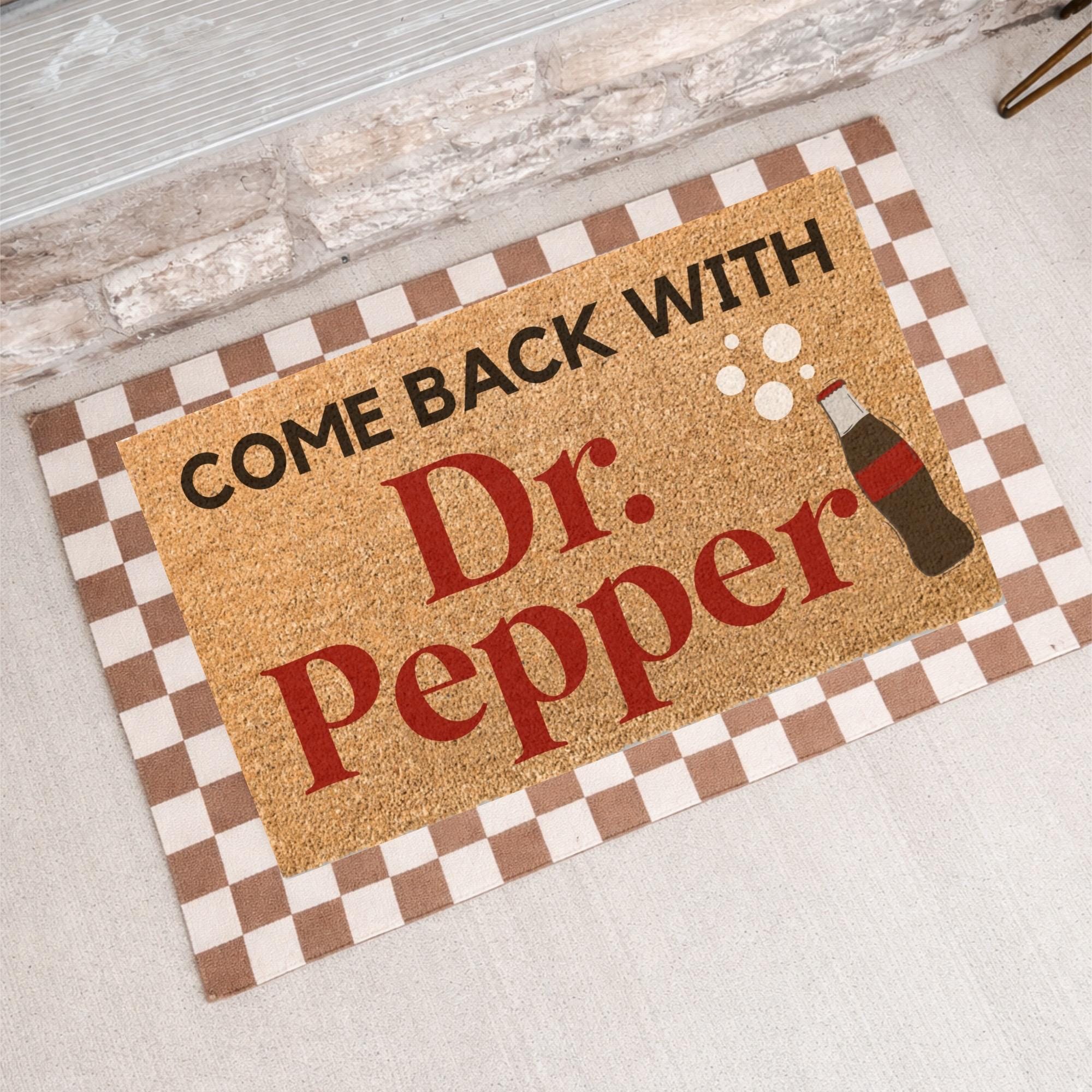 Dr. Pepper Custom Door mat & Layering Rug, non-slip backing, Hand painted, thoughtfully curated gift, porch decor bundle