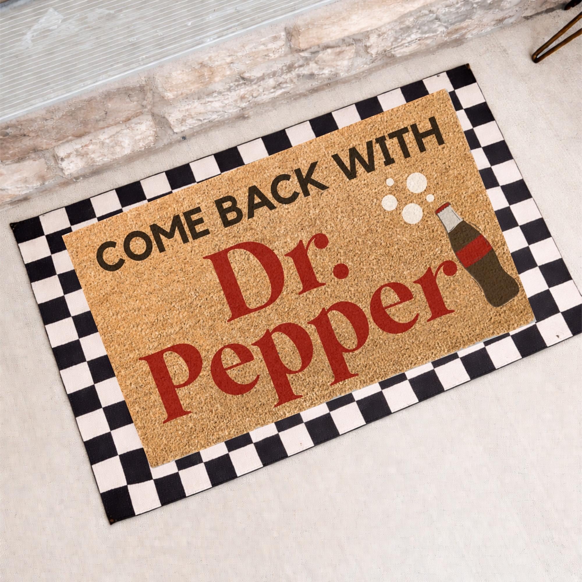 Dr. Pepper Custom Door mat & Layering Rug, non-slip backing, Hand painted, thoughtfully curated gift, porch decor bundle