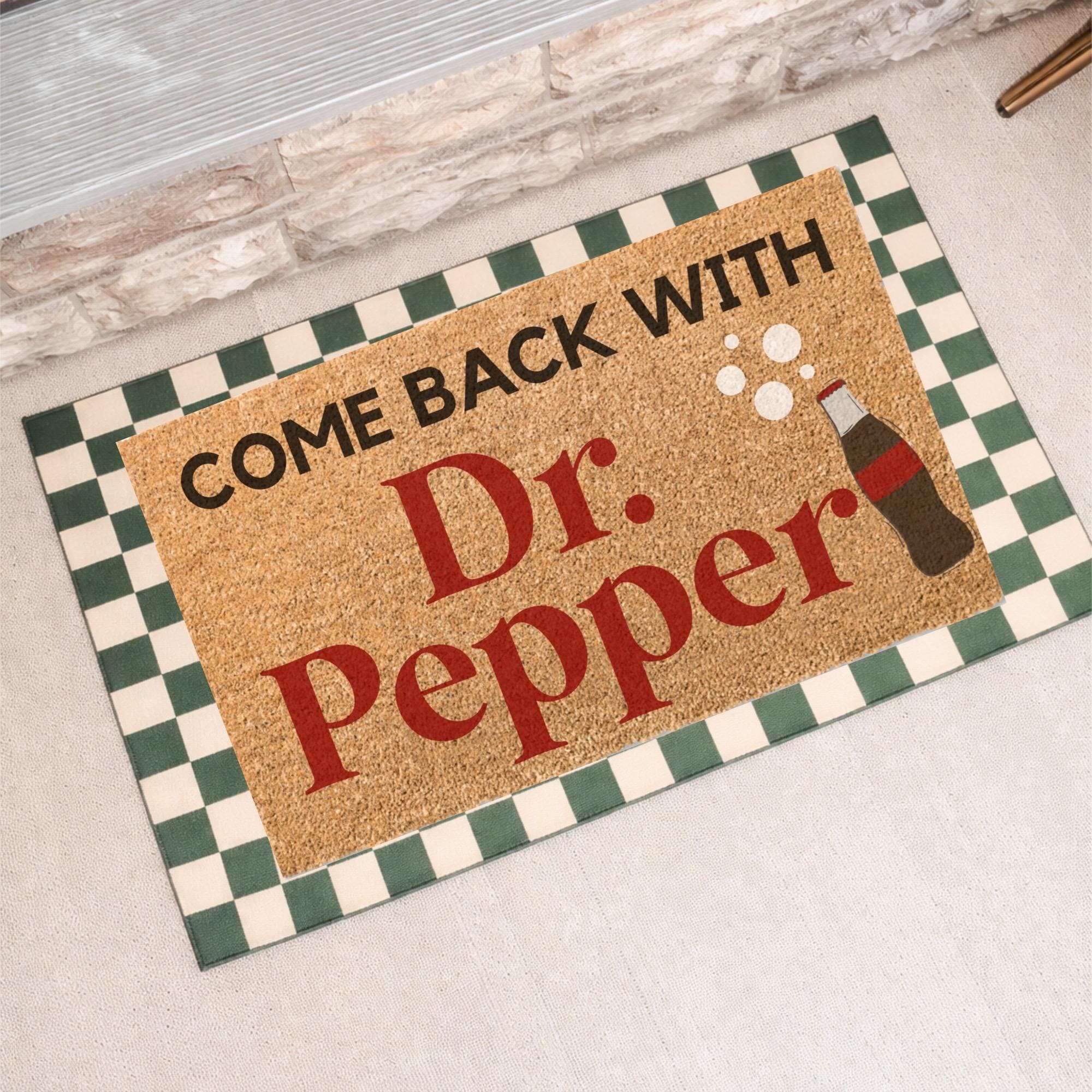 Dr. Pepper Custom Door mat & Layering Rug, non-slip backing, Hand painted, thoughtfully curated gift, porch decor bundle