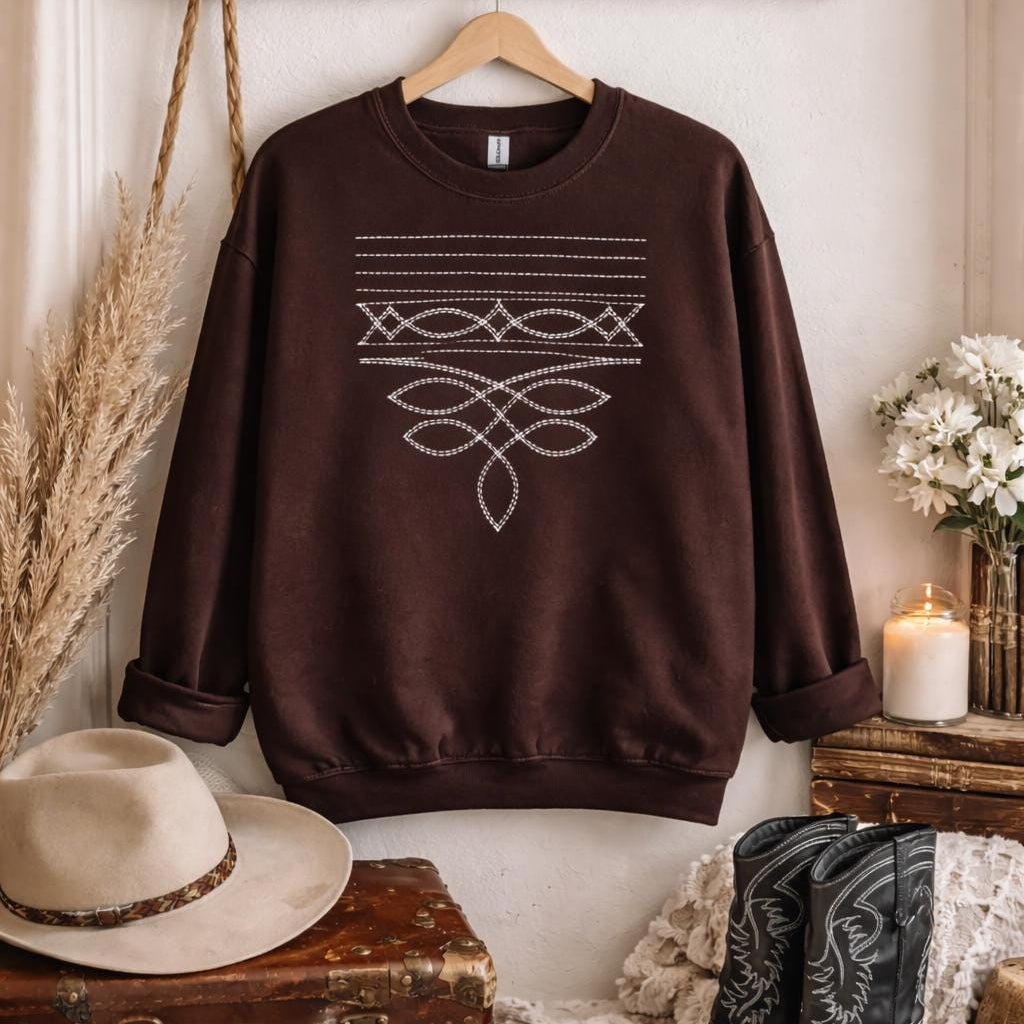 Western Boot Stitch Embroidered Sweatshirt | Gift For Country Girl