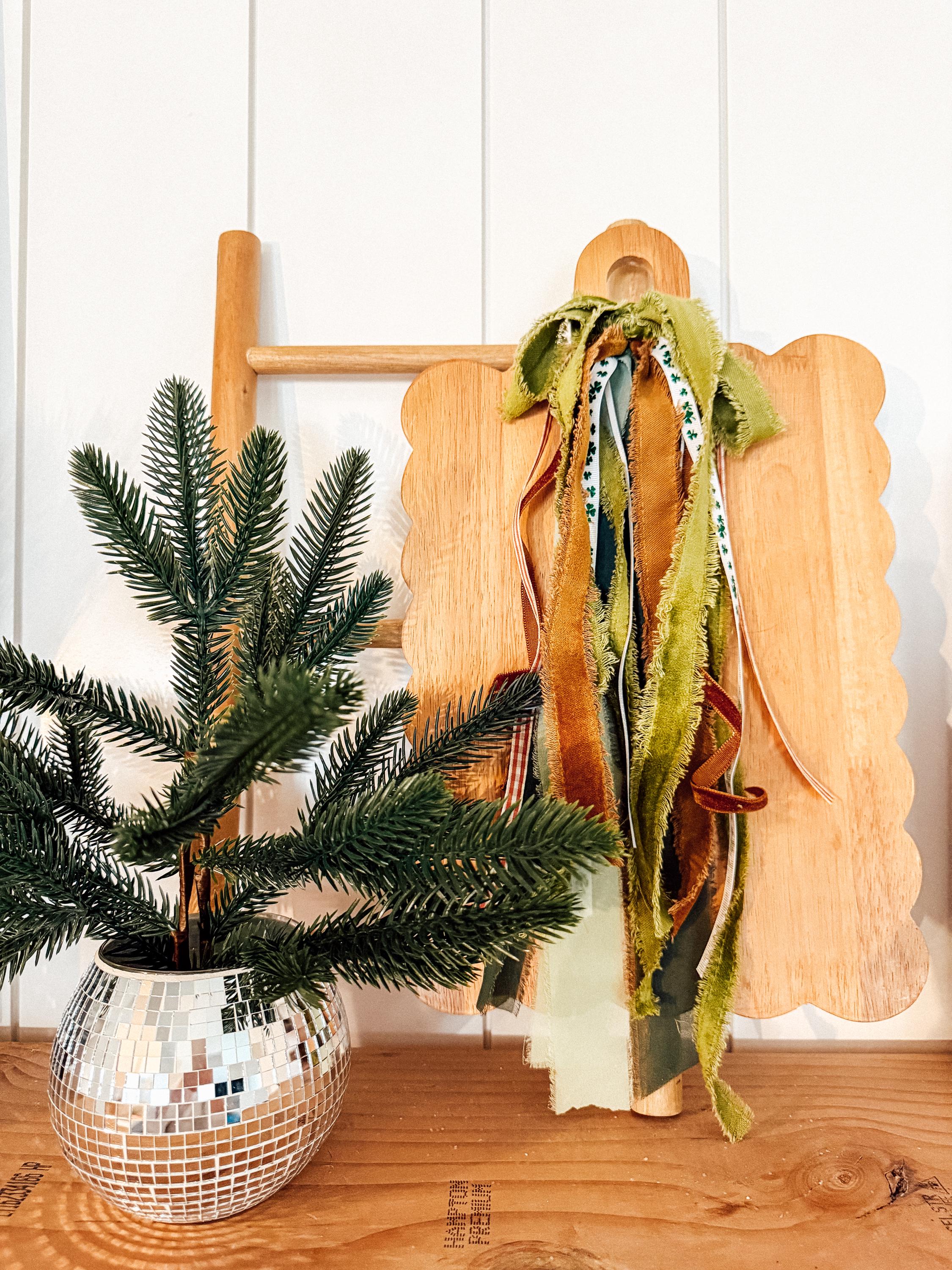 Scalloped Cutting Board | Kitchen Shelf Decor & Tiered Tray Accent | St. Patricks Day Decor