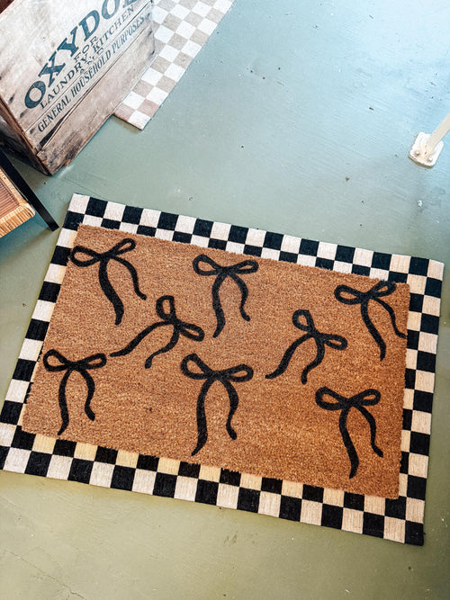 Black Coquette Bows Doormat | Cute Charming Rug | Housewarming Gift | Best Friend Gift | New House Gift | Realtor gift | New Apartment