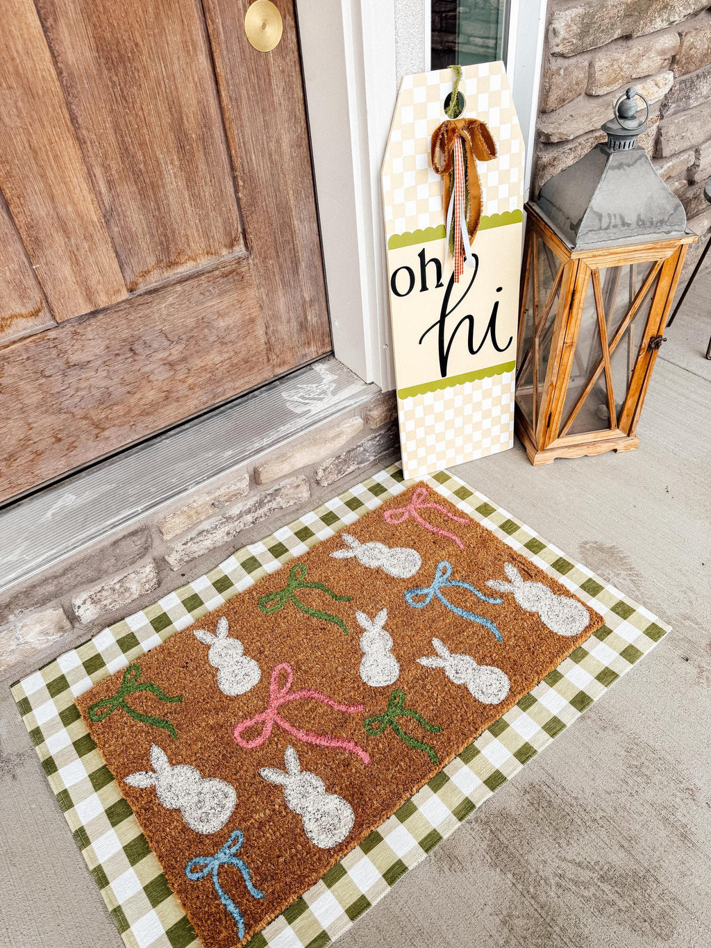 Easter Bunny’s & bows Custom Door Mat for Spring | Porch Decor