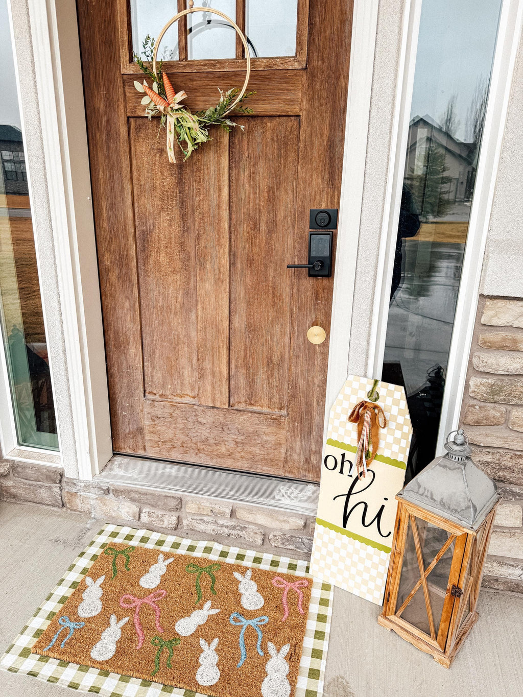 Easter Bunny’s & bows Custom Door Mat for Spring | Porch Decor