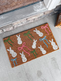 Easter Bunny’s & bows Custom Door Mat for Spring | Porch Decor