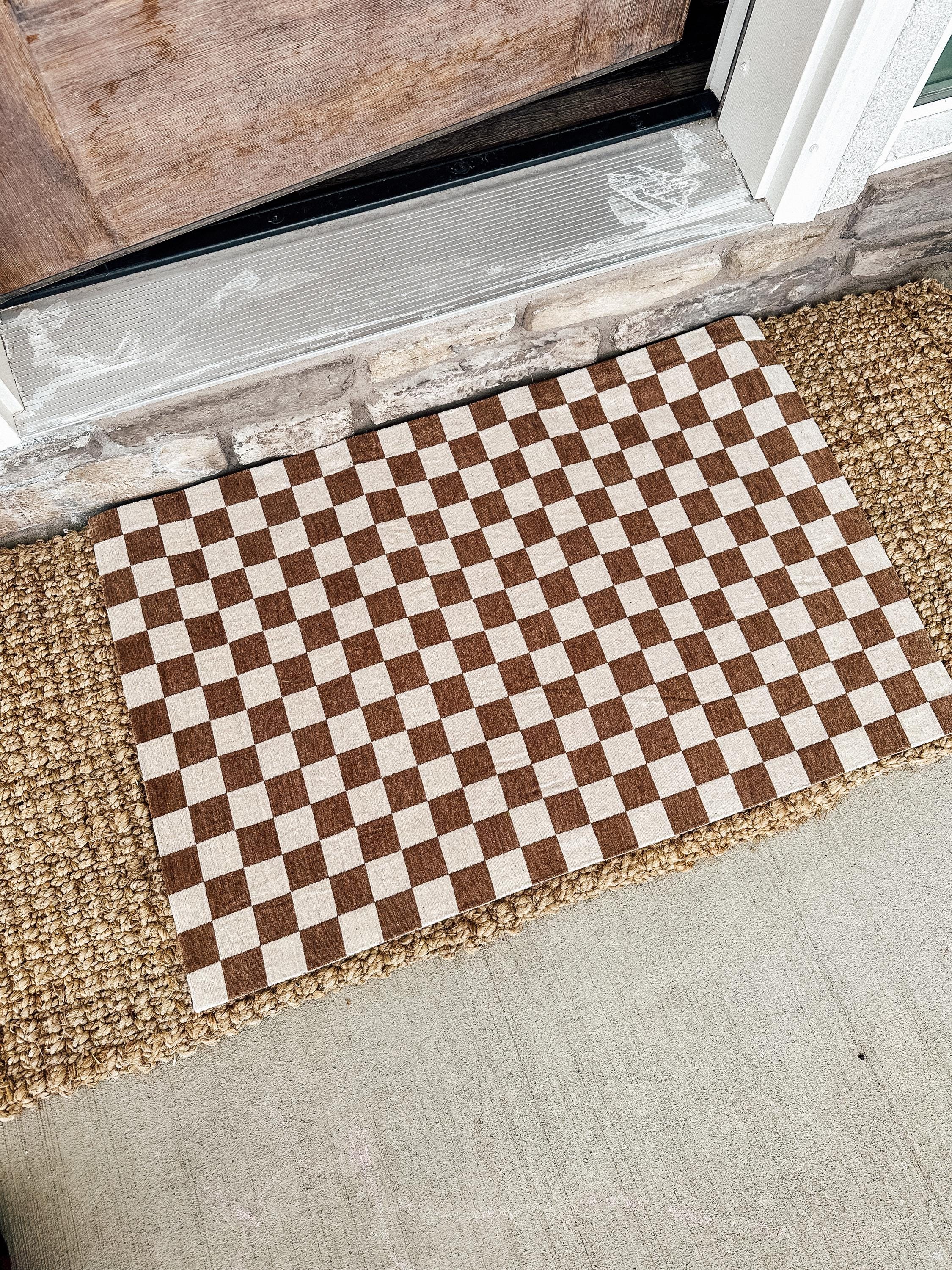 Black Check | Tan Check Layering Rug