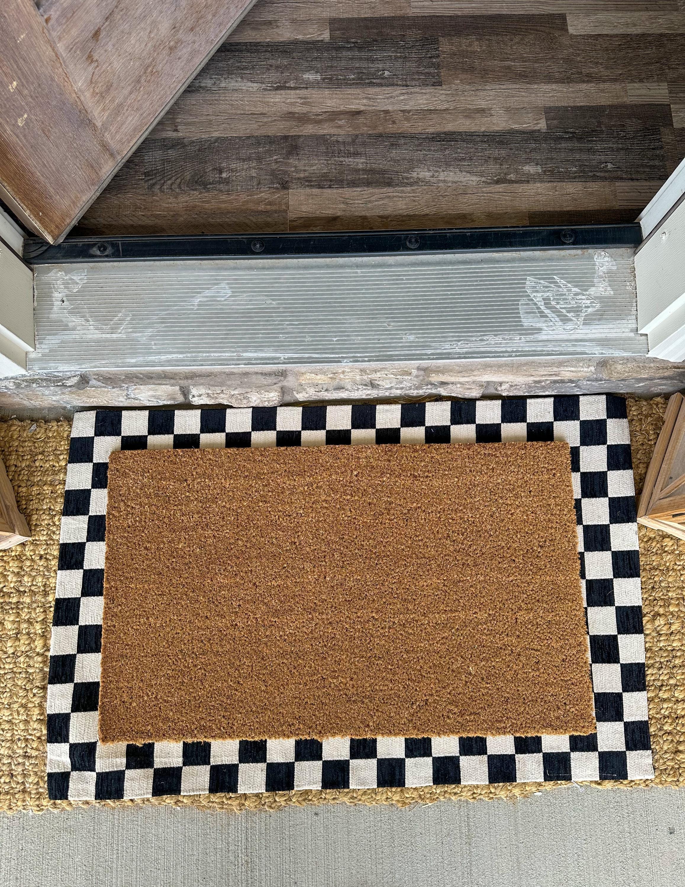 Black Check | Tan Check Layering Rug
