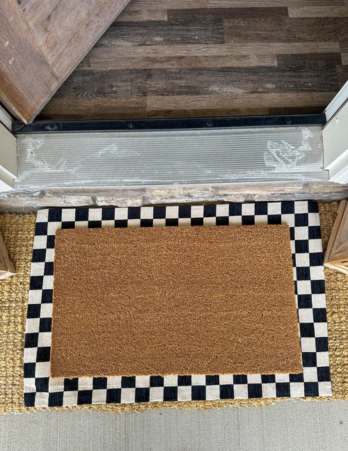 Black Check | Tan Check Layering Rug